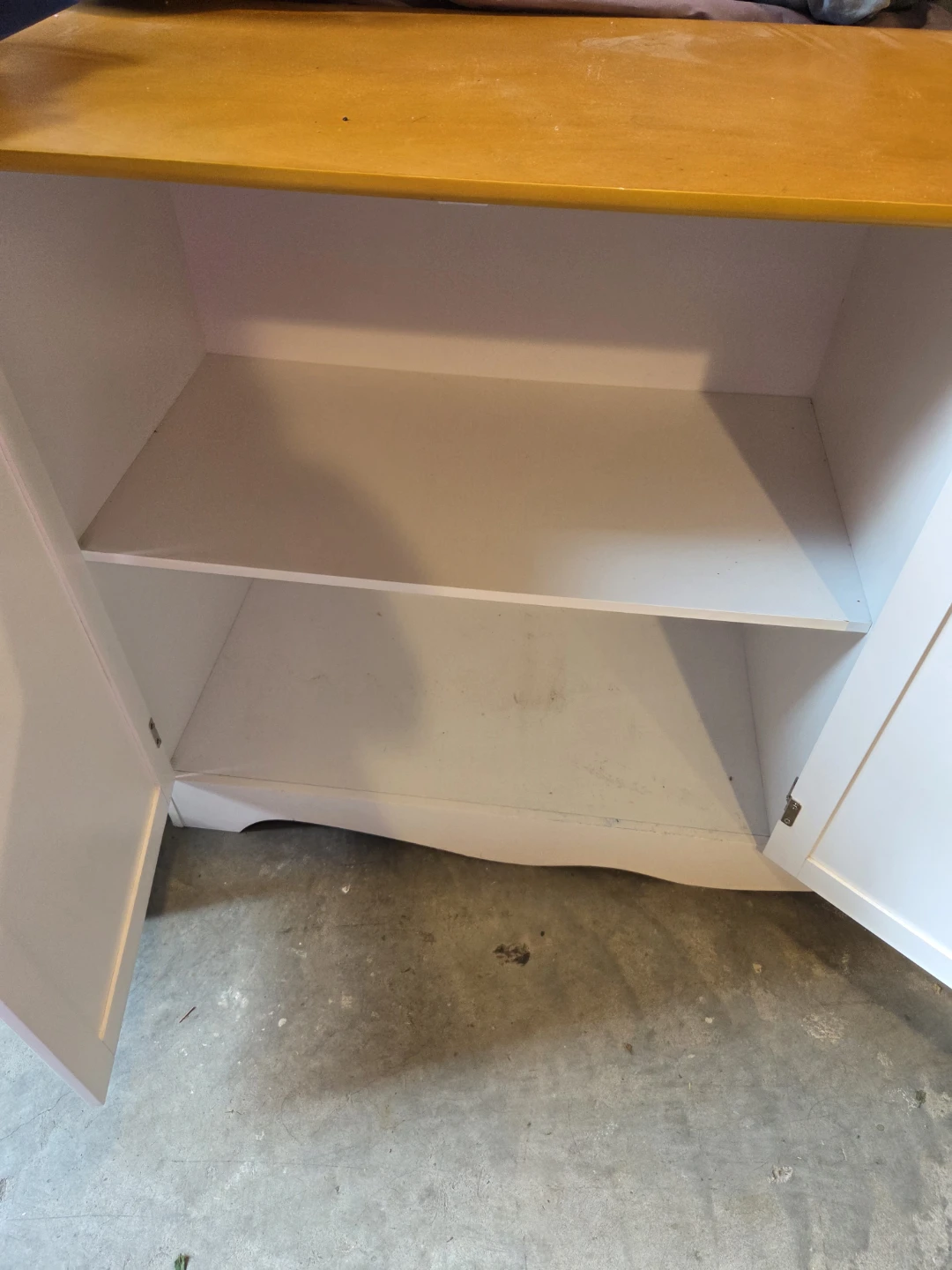 White Storage Cabinet with Wood Top - photo 3
