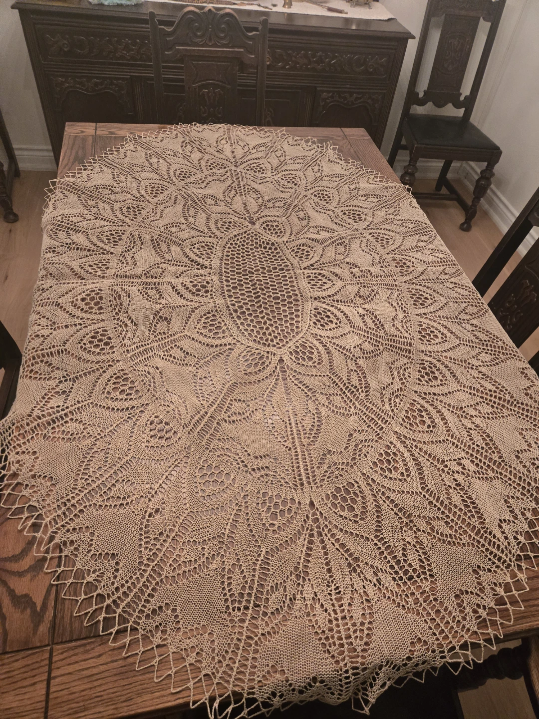Hand Made Vintage Lace Tablecloth Runner