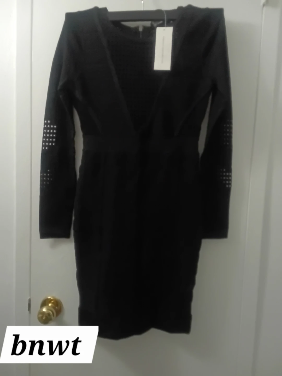 Black long sleeve studded dress