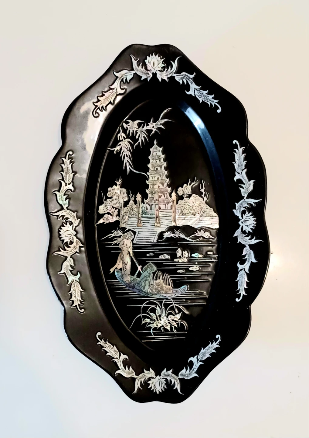 Vtg Large Handmade Chinese Art Wall Plaque