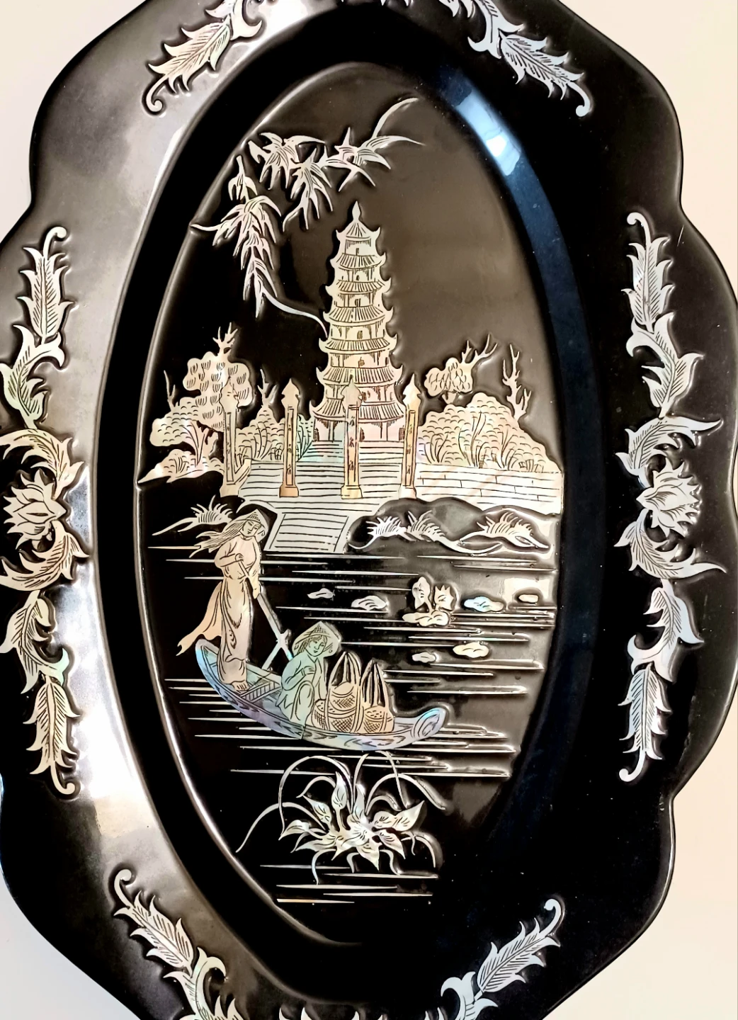 Vtg Large Handmade Chinese Art Wall Plaque - photo 2