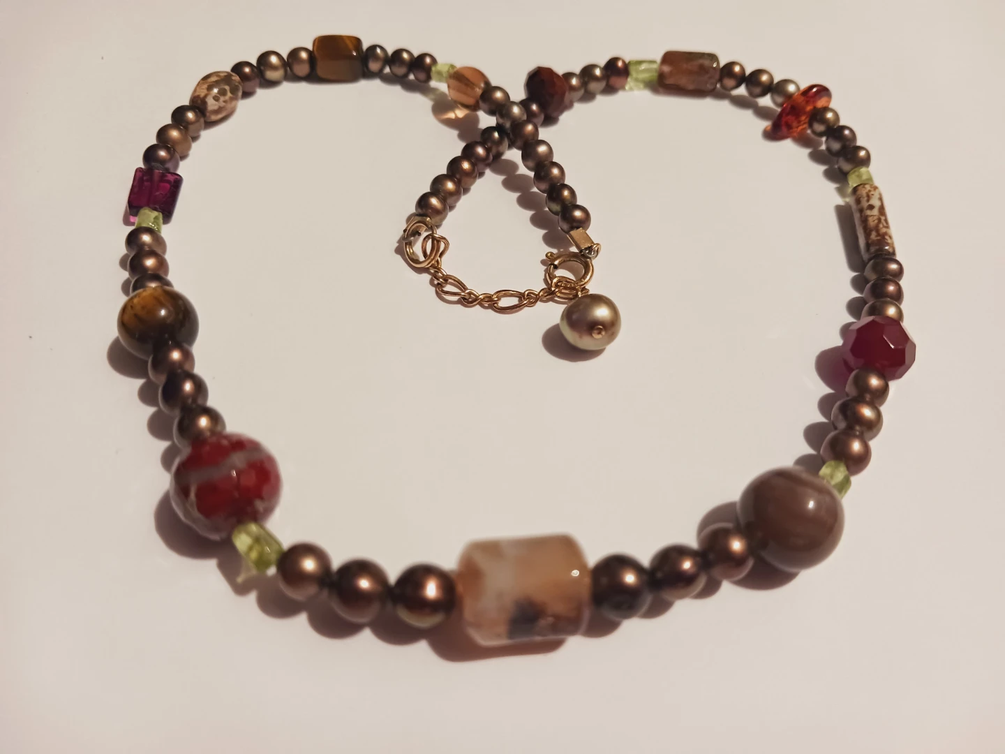 14K Gold Filled Clasp Freshwater Pearl &Gemstones Necklace - photo 2