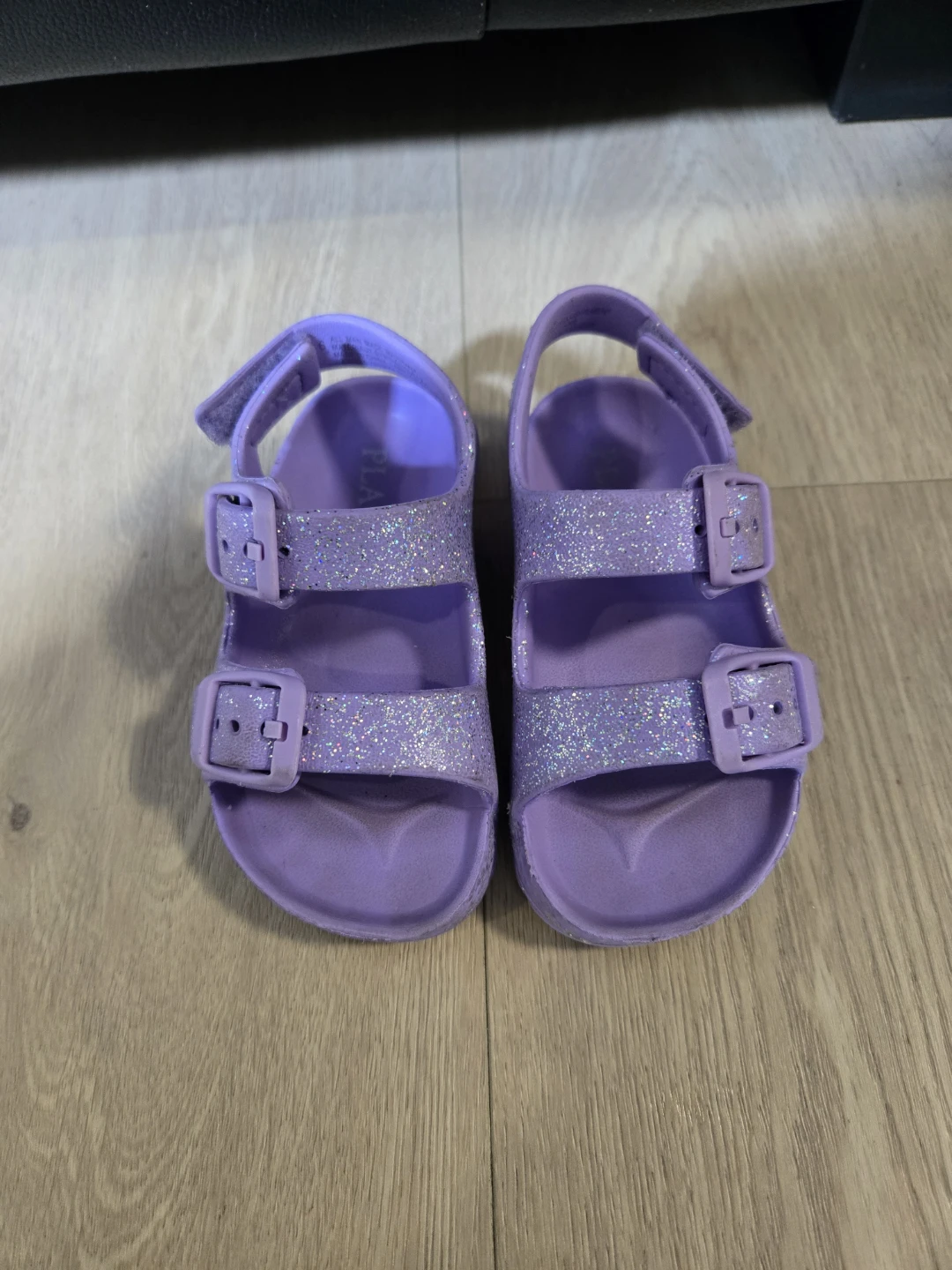 Size 6 Toddler Girls Glitter Buckle Slides