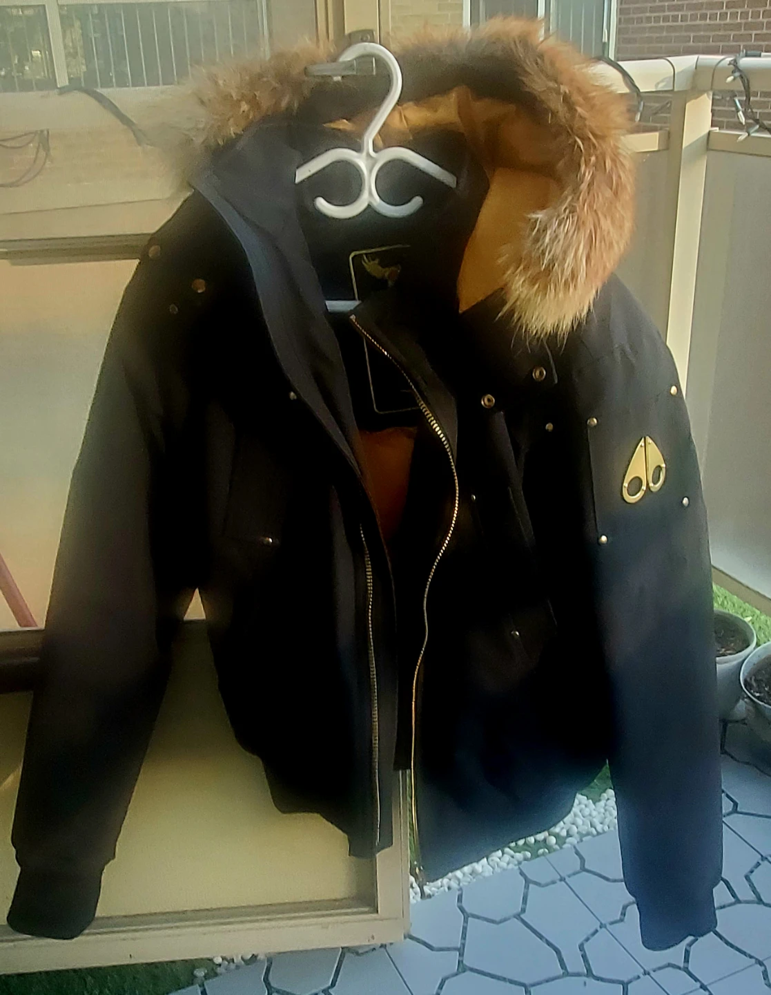 Moose Knuckles Bomber Jacket with Fur Hood