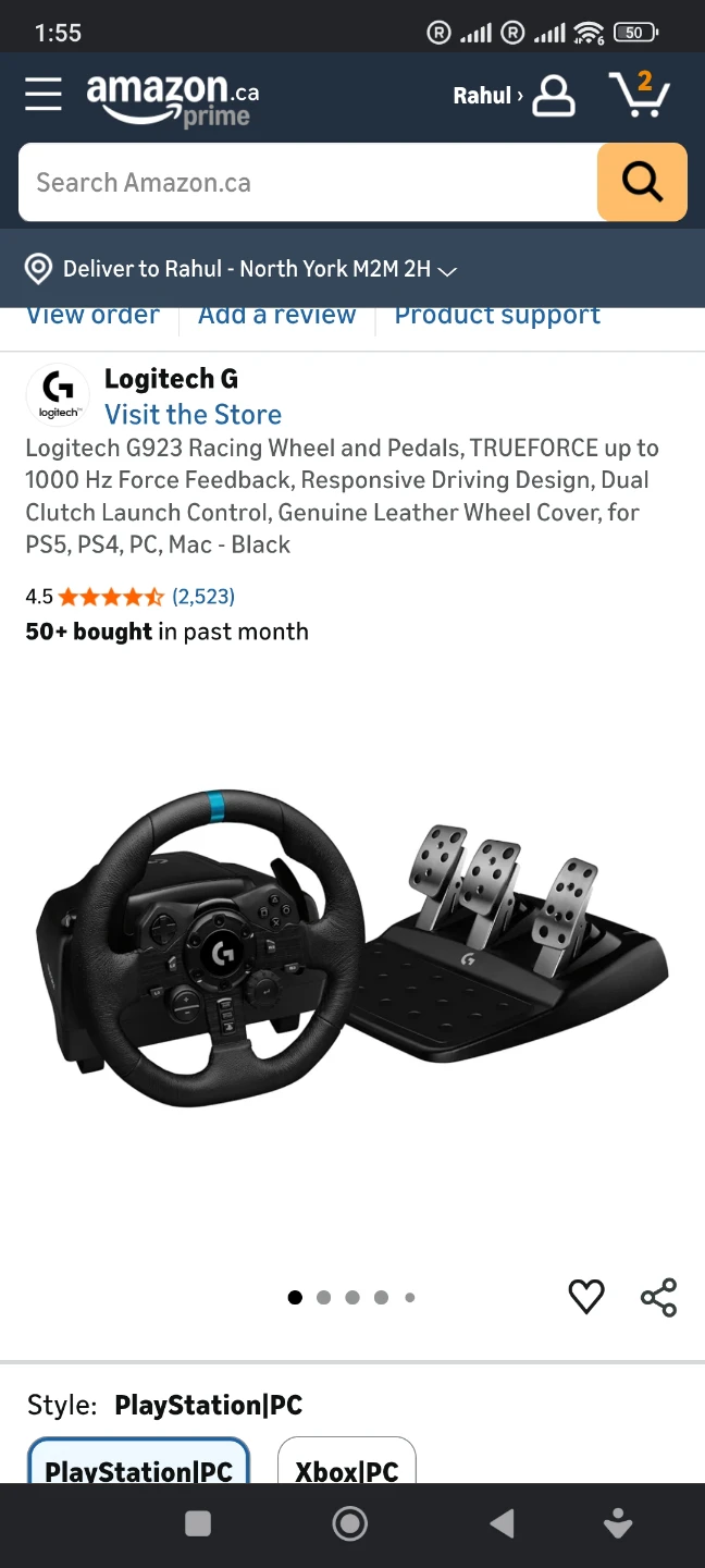 Logitech G923 TRUEFORCE Racing Wheel and Pedals