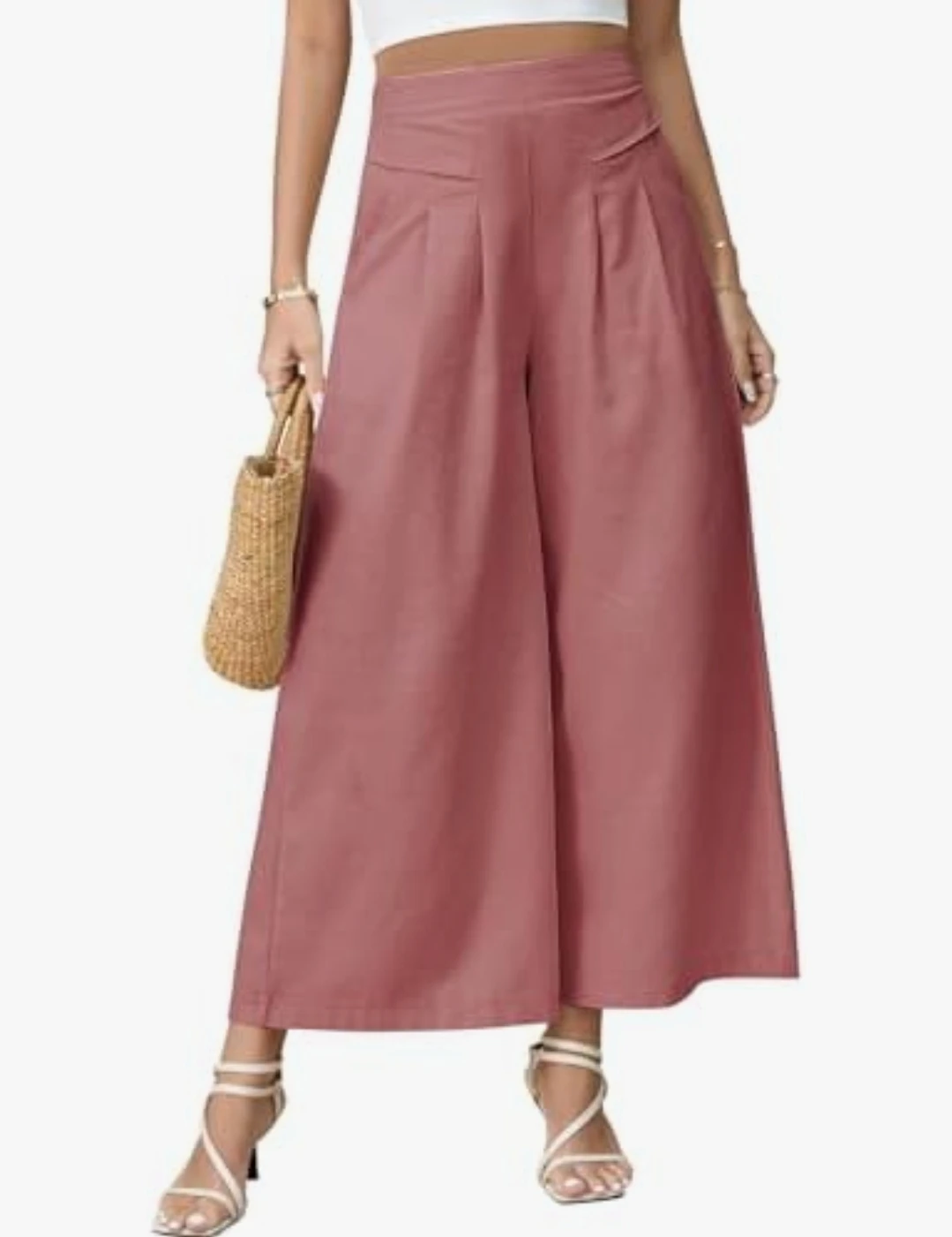 Women's Wide Leg Culottes - Rose Pink - photo 4