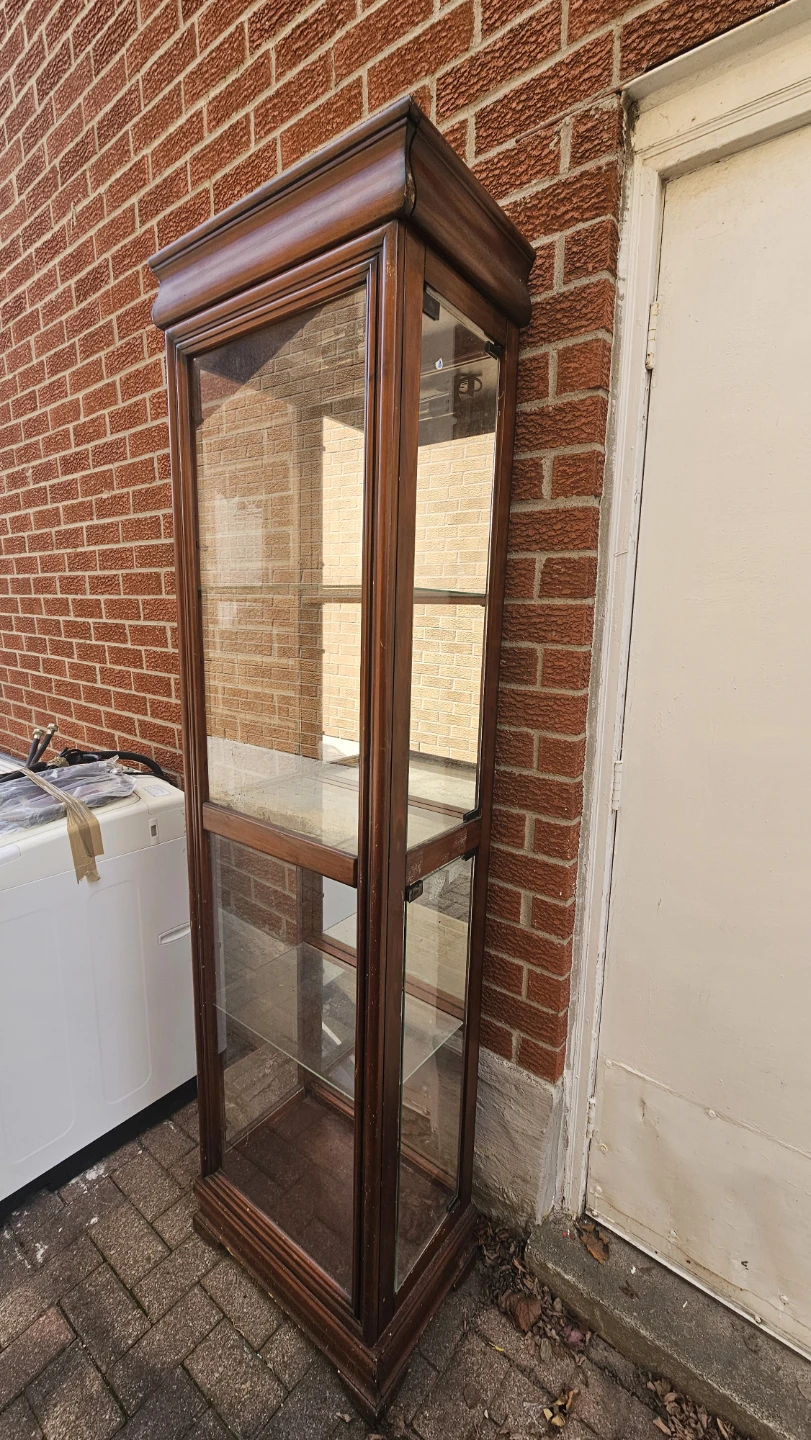 Wooden Display Cabinet with Glass Doors and Shelves - photo 2