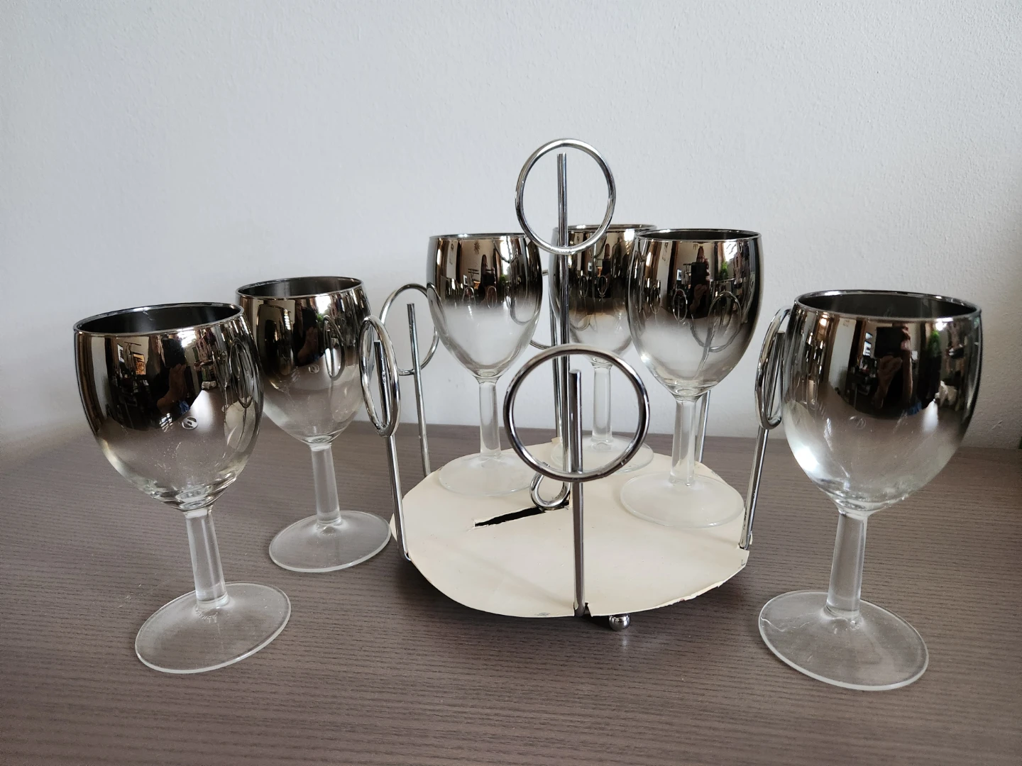 Set of 6 Metallic Wine Glasses with Holder - photo 2