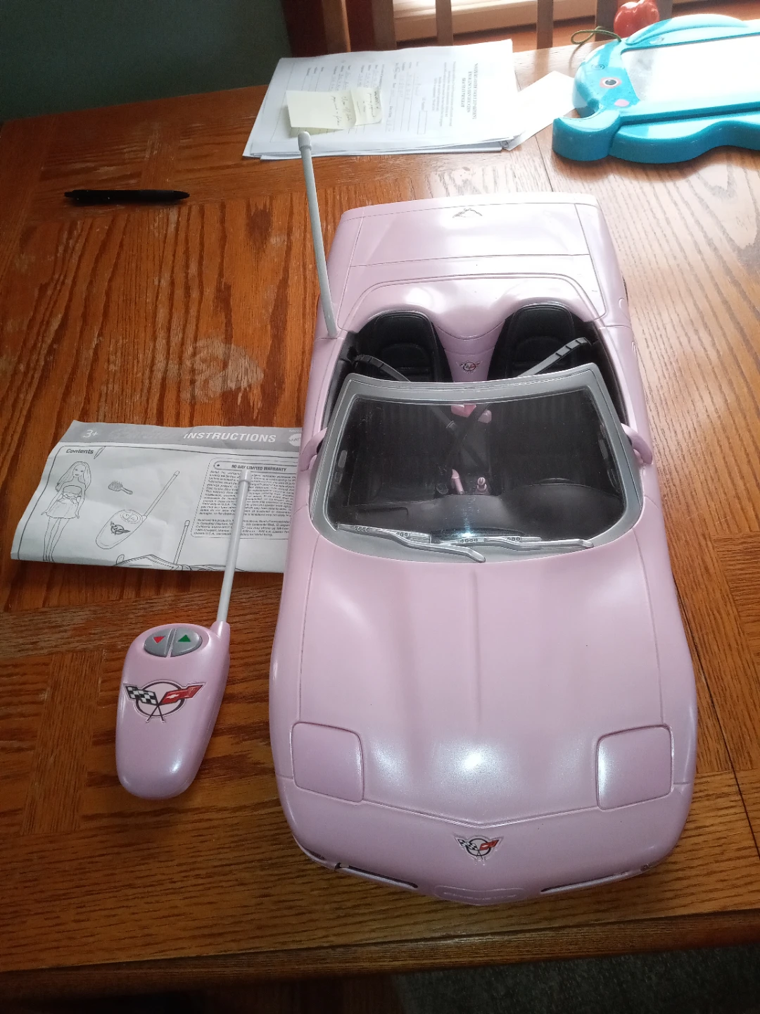 Pink Barbie Corvette Remote Control Car with Controller