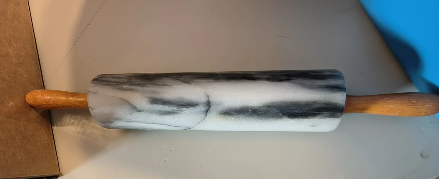 Marble Rolling Pin with Wooden Handles - photo 2