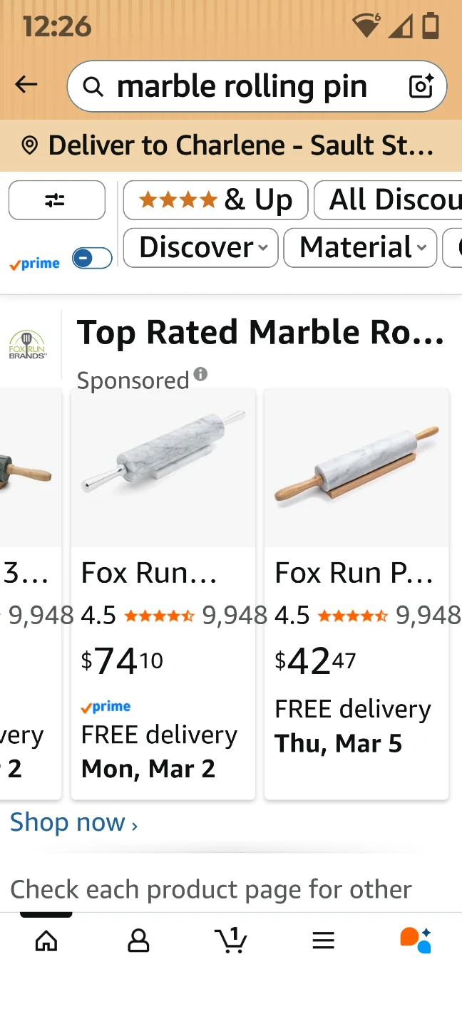 Marble Rolling Pin with Wooden Handles - photo 3