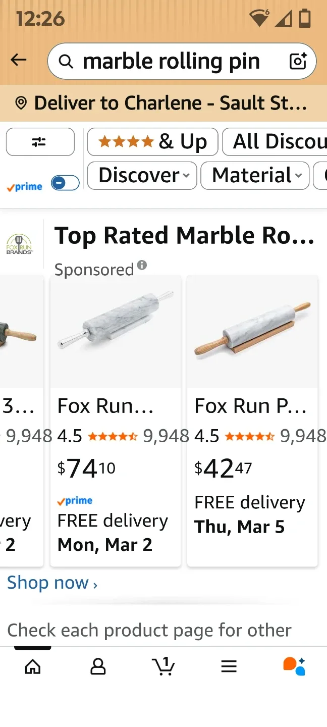 Marble Rolling Pin with Wooden Handles - photo 3