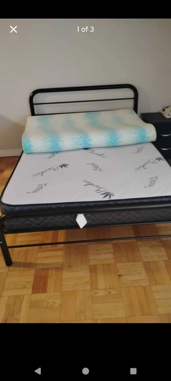 Full mattress with bedframe and foam topper - photo 2