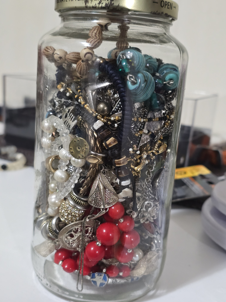 Assorted Costume Jewellery in Jar