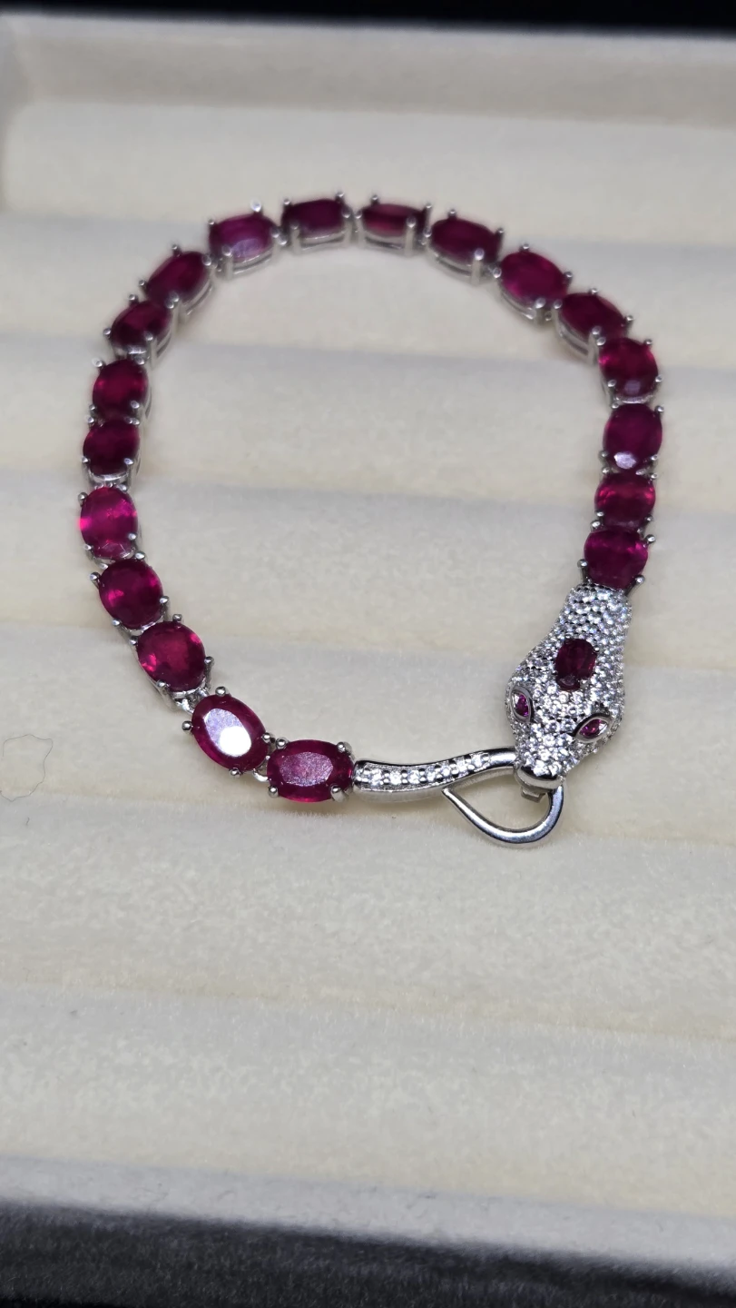 Snake Bracelet with Ruby and zirconia Accents