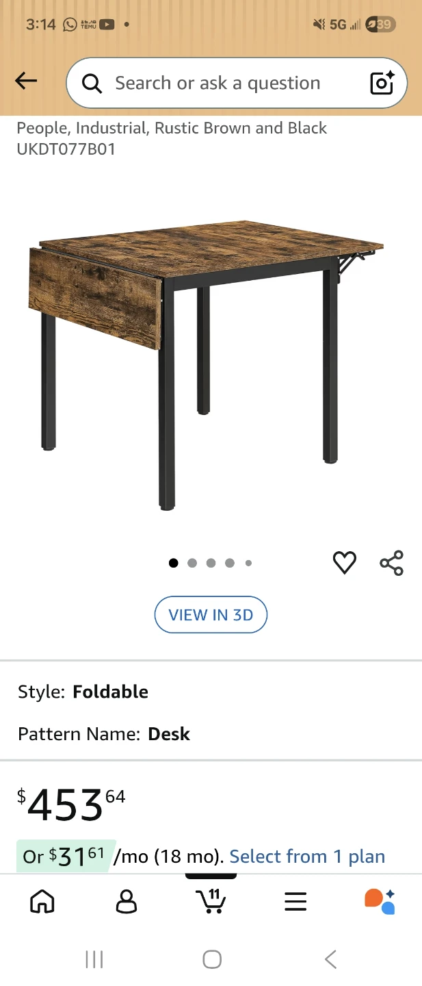 Drop Leaf Dining Table - Rustic Brown & Black - photo 2