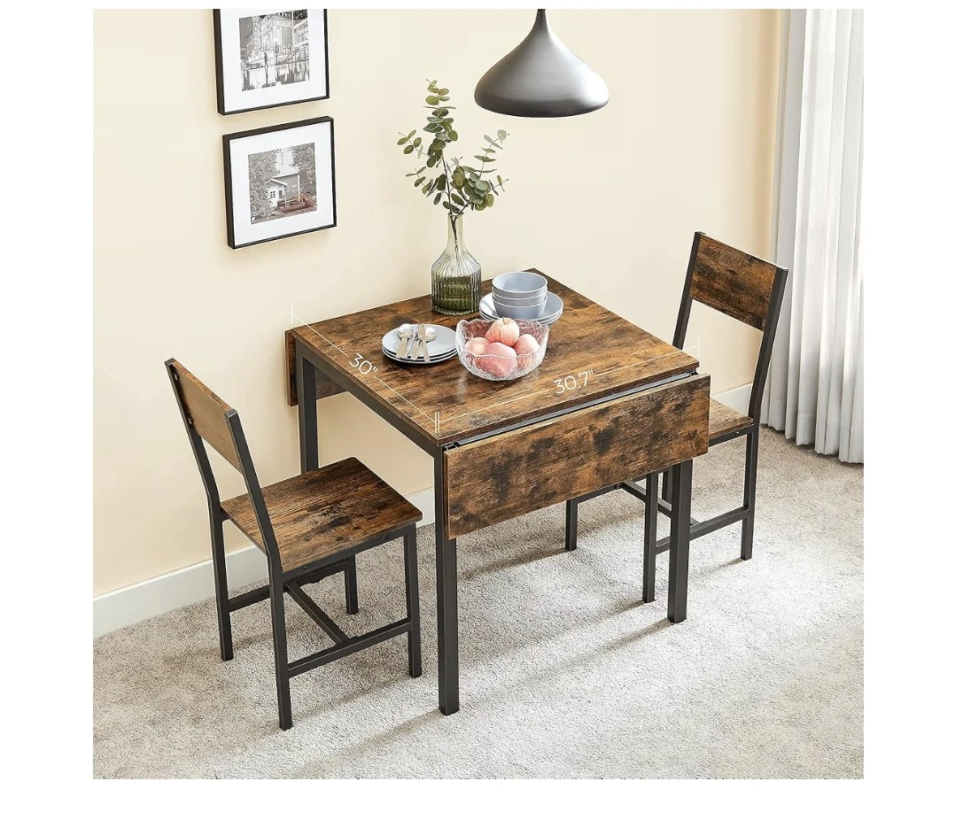 Drop Leaf Dining Table - Rustic Brown & Black - photo 3