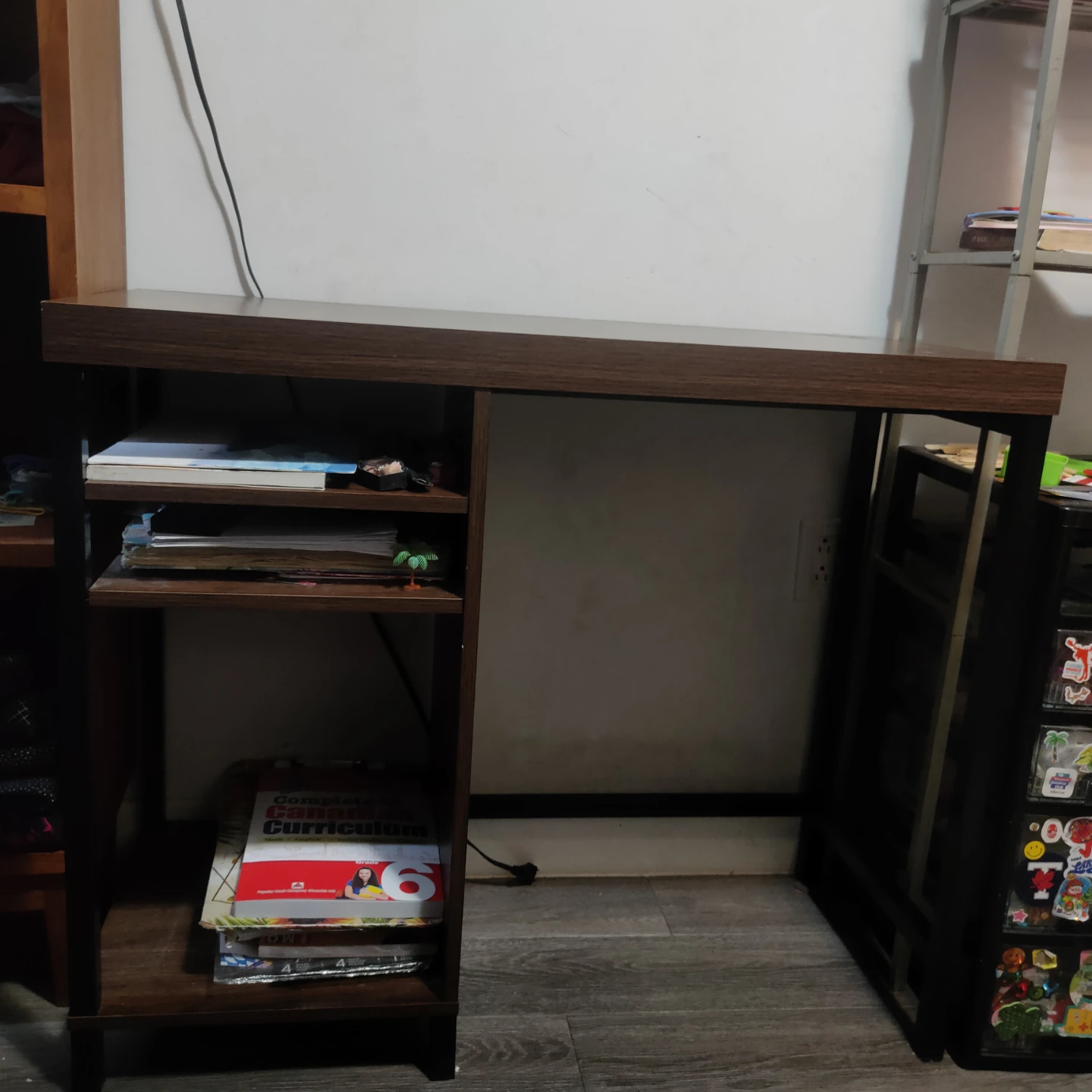 Dark Wood Desk with Shelves