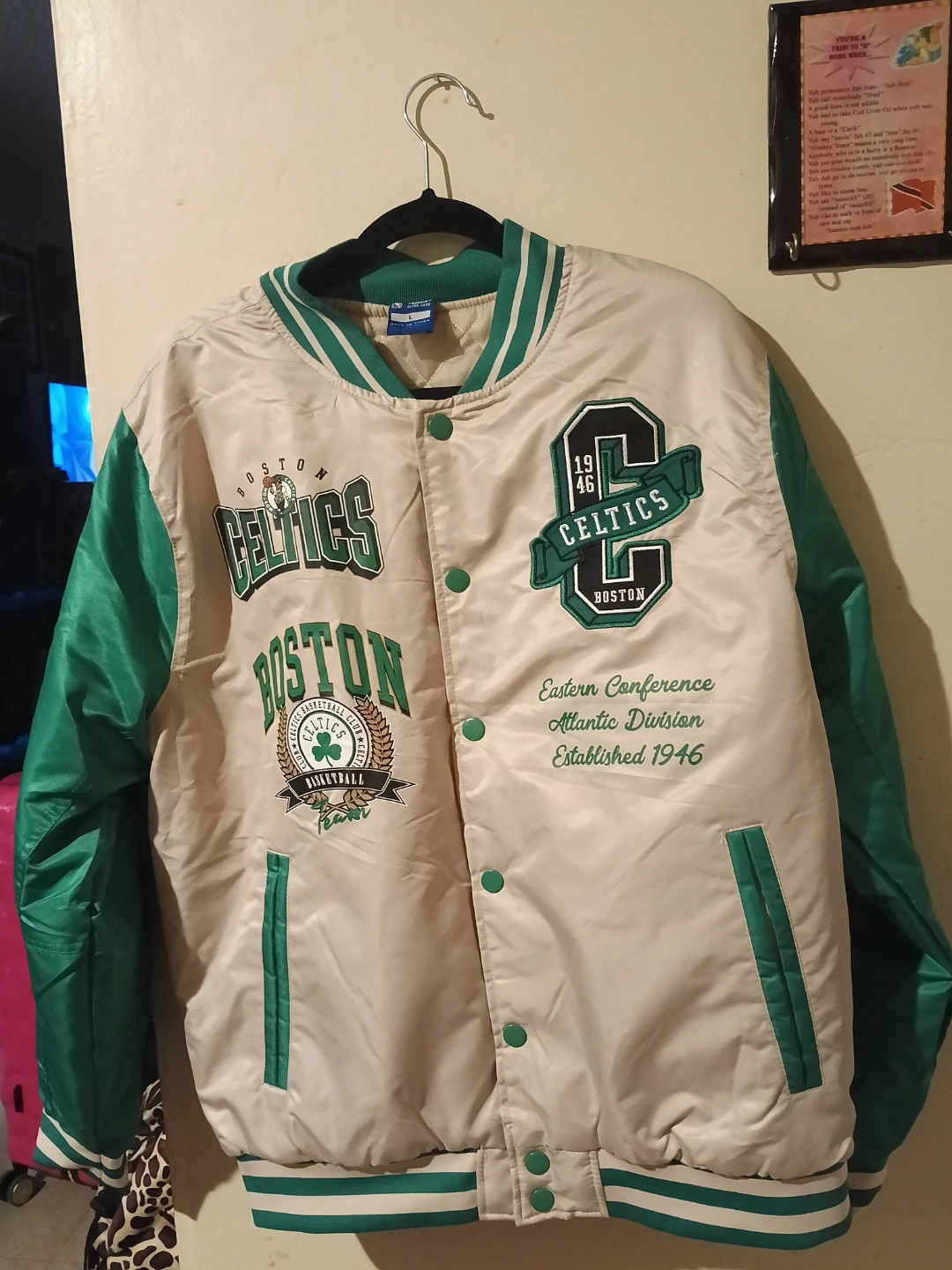 New!!! Boston Celtics Ultra Game Bomber Jacket Size L