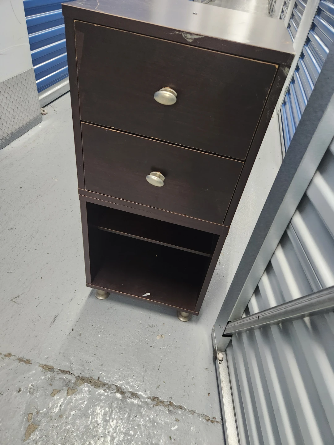 Dark Brown 2-Drawer Nightstand with Shelf