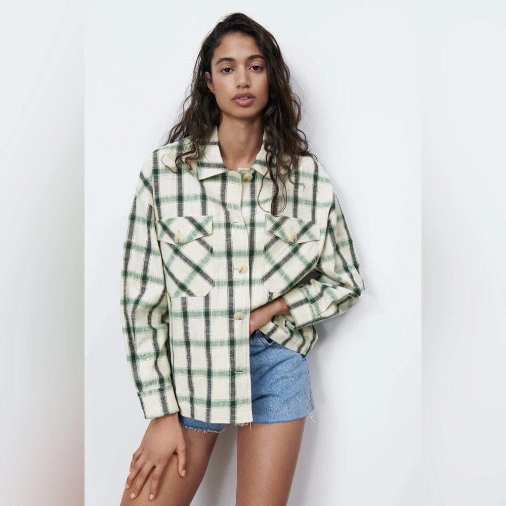 Zara Green Plaid Overshirt - photo 2