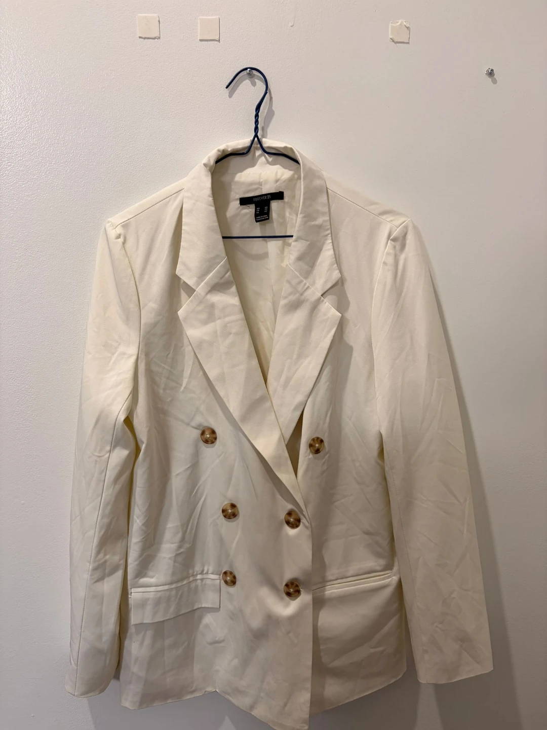 Forever 21 Cream Double-Breasted Blazer