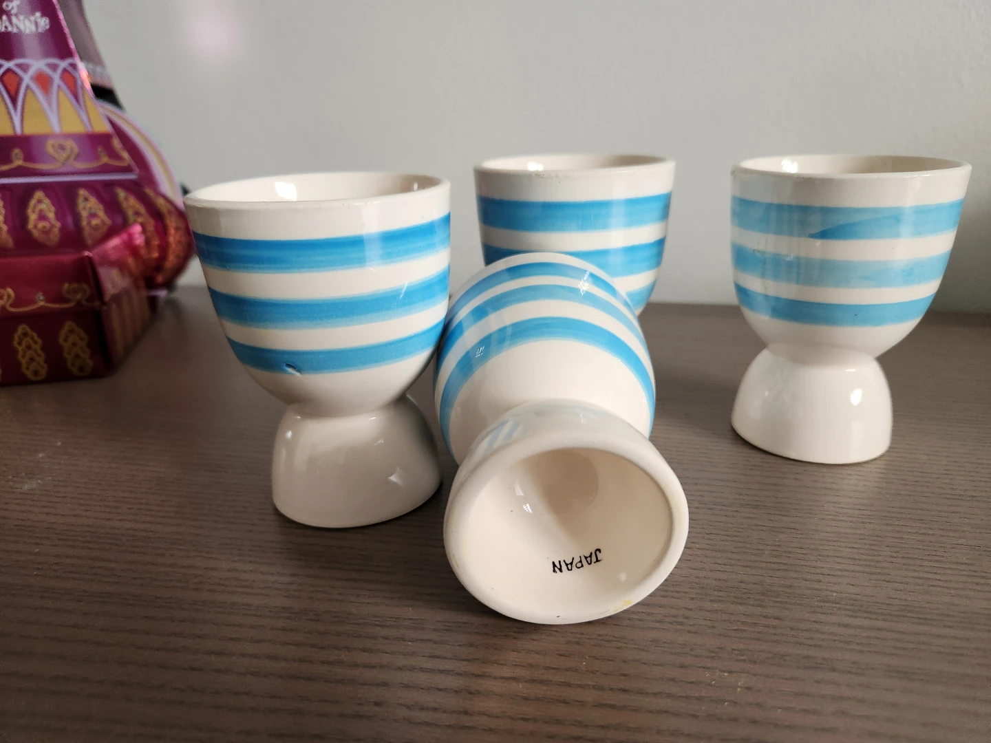 Set of 4 Striped Egg Cups - photo 3