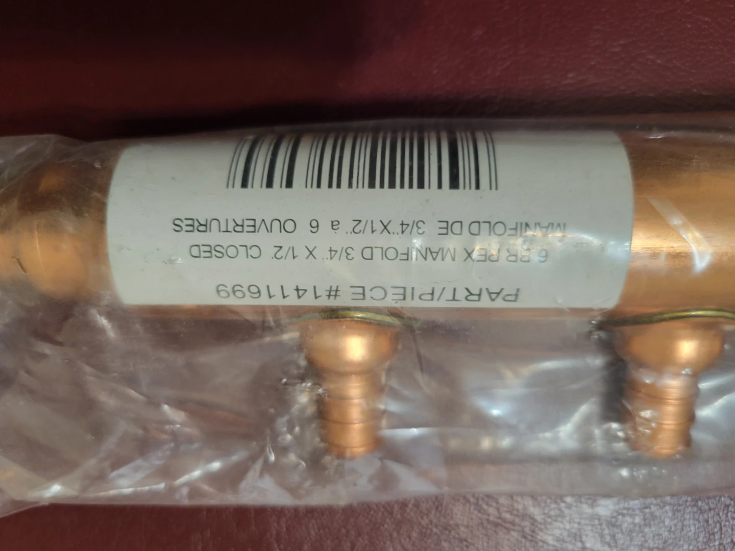 6 Port PEX Manifold 3/4" X 1/2"
