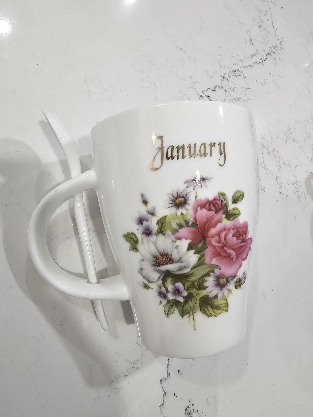 Adeline Porcelain Floral Mug with Spoon - photo 2