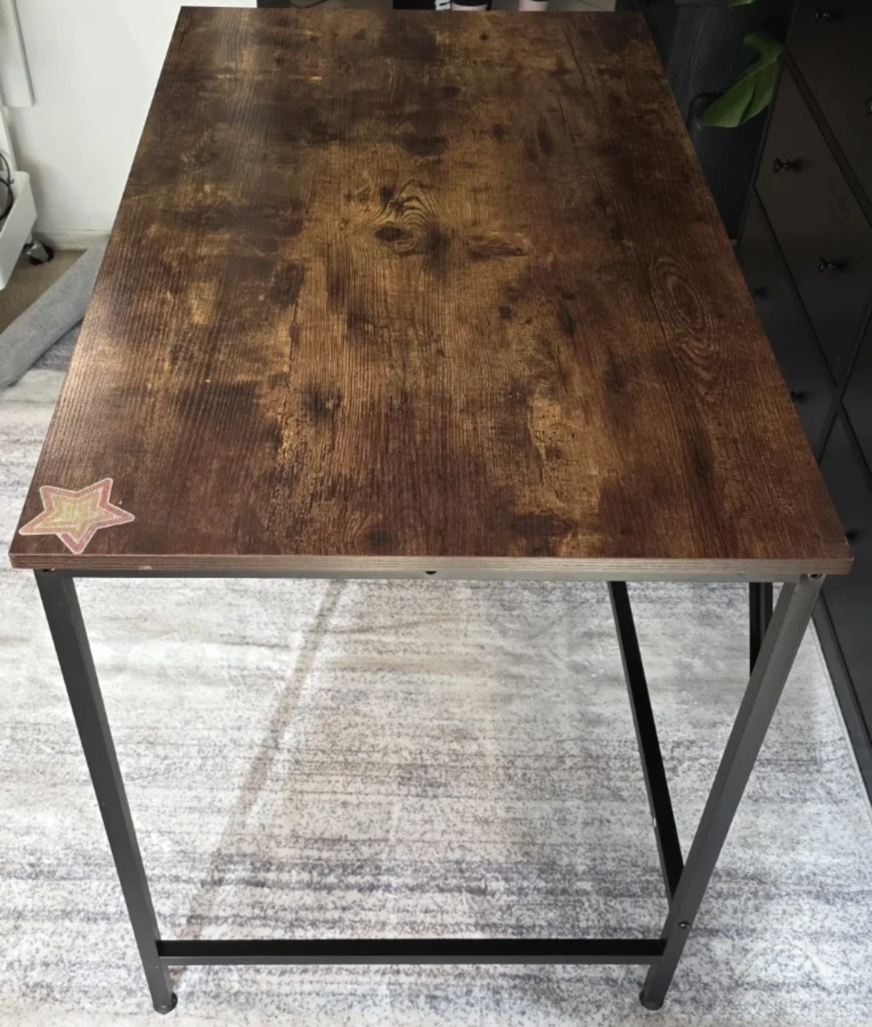 Rustic Wood Top Desk with Black Metal Legs - photo 2