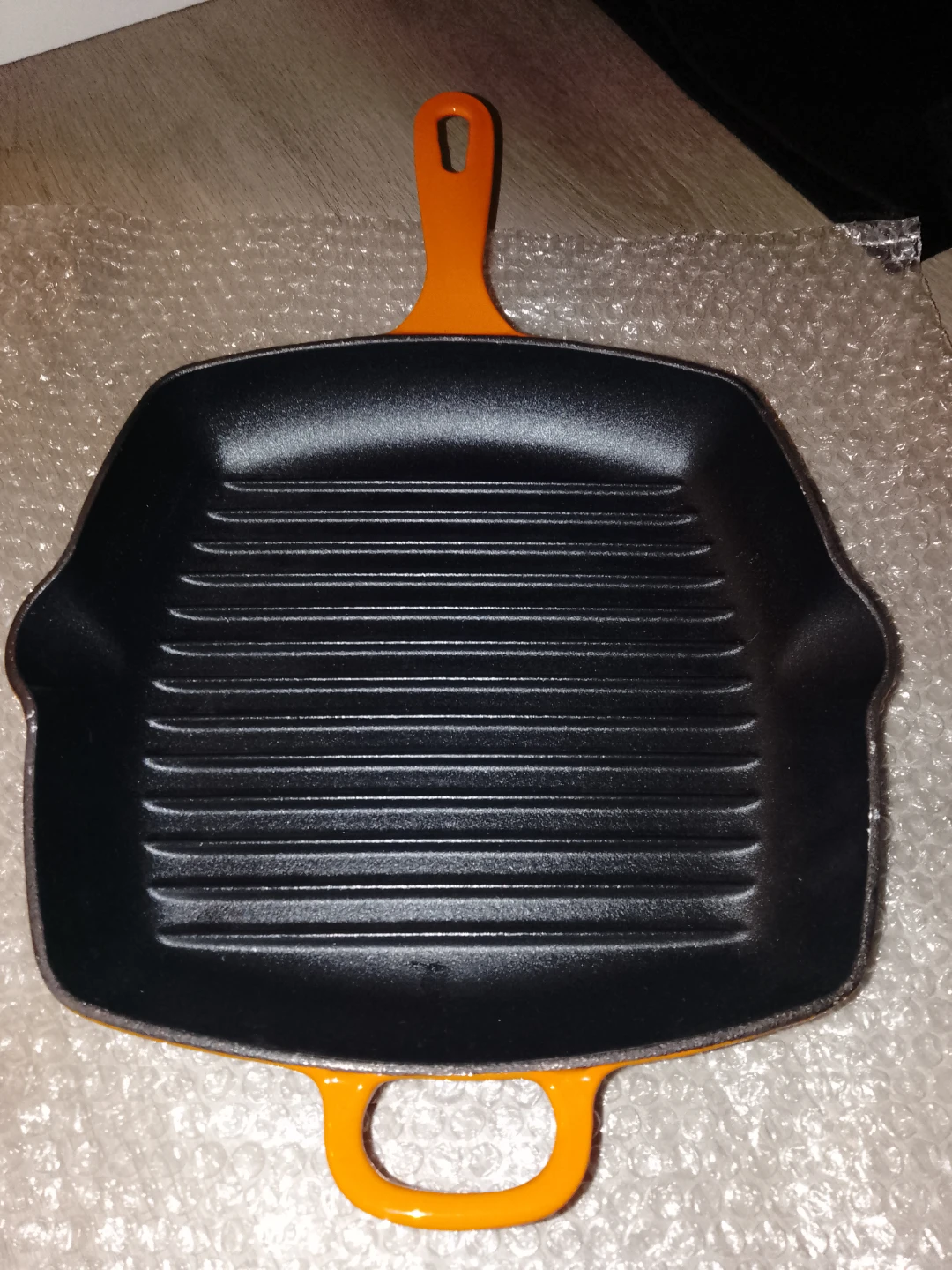 Chuck Hughes Cast Iron Grill Pan - 10 Inch Orange