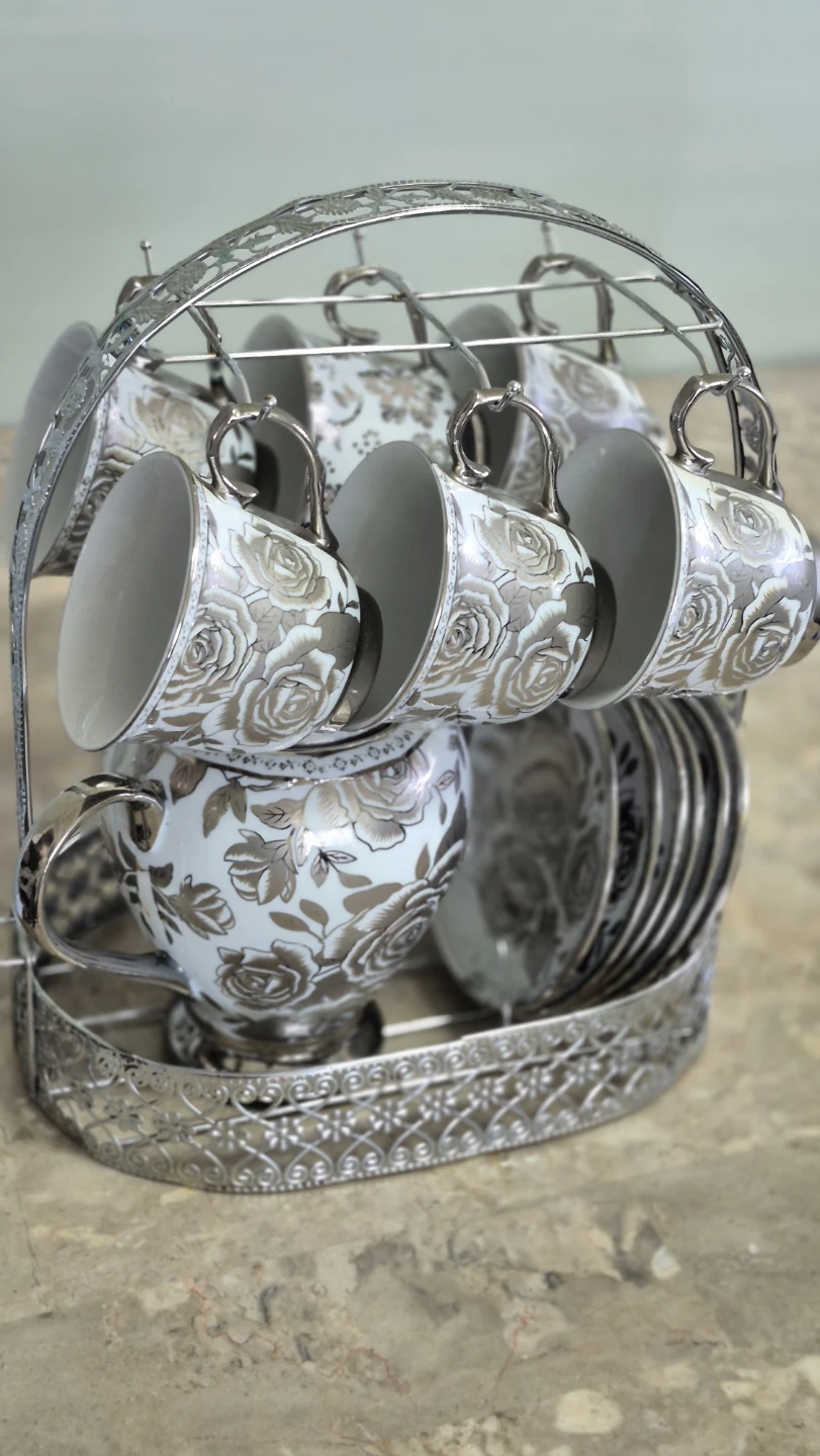6 pieces cup Saucer and tea pot set - photo 3