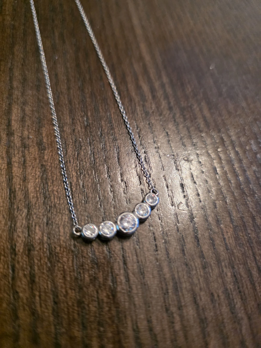 925 Sterling Silver chain with 5 Diamond pendant 18" - photo 2