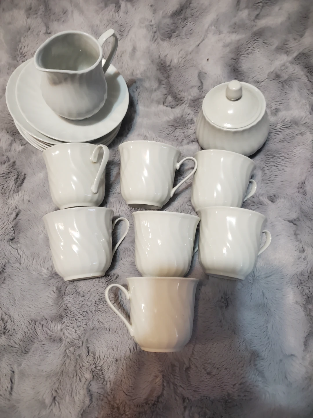 Ceramic Coffee Cup & Saucer Set with Sugar Bowl and Creamer