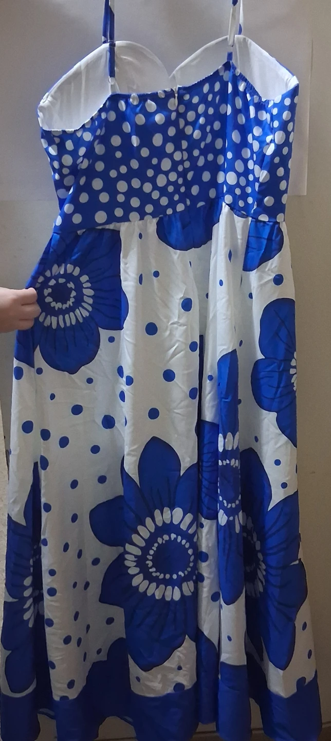 Blue floral and polka dot maxi dress