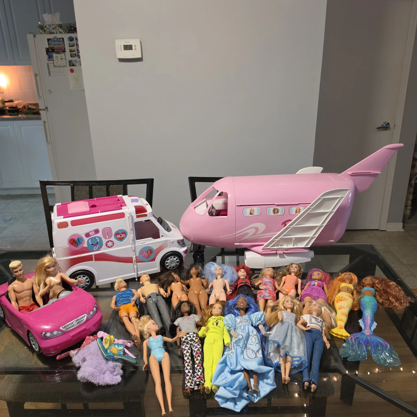 Barbie Airplane, Ambulance and Car Playset with Dolls