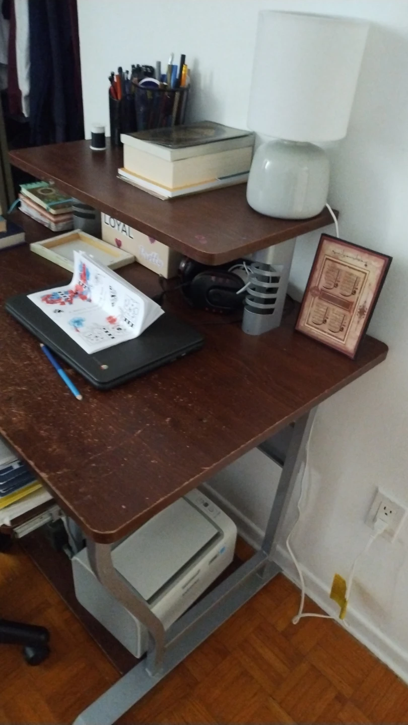 Dark Wood Desk with Shelf
