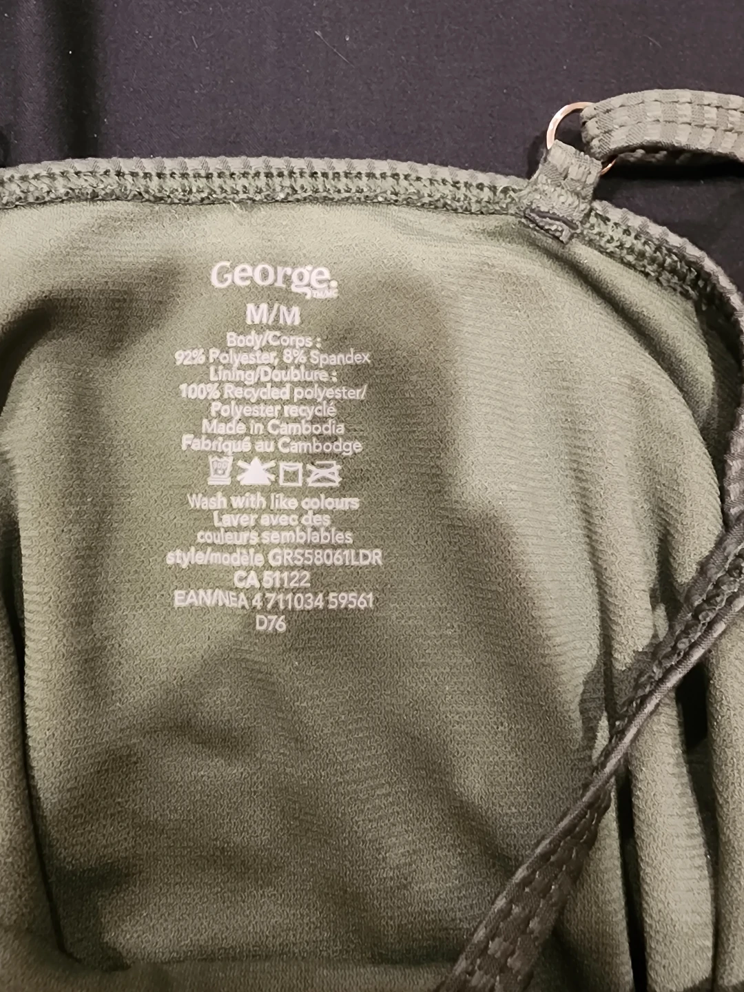 George Women's Ribbed Bodysuit M/M Olive Green - photo 2