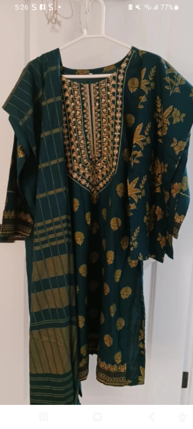 Teal and Gold Embroidered 3piece suit beautiful