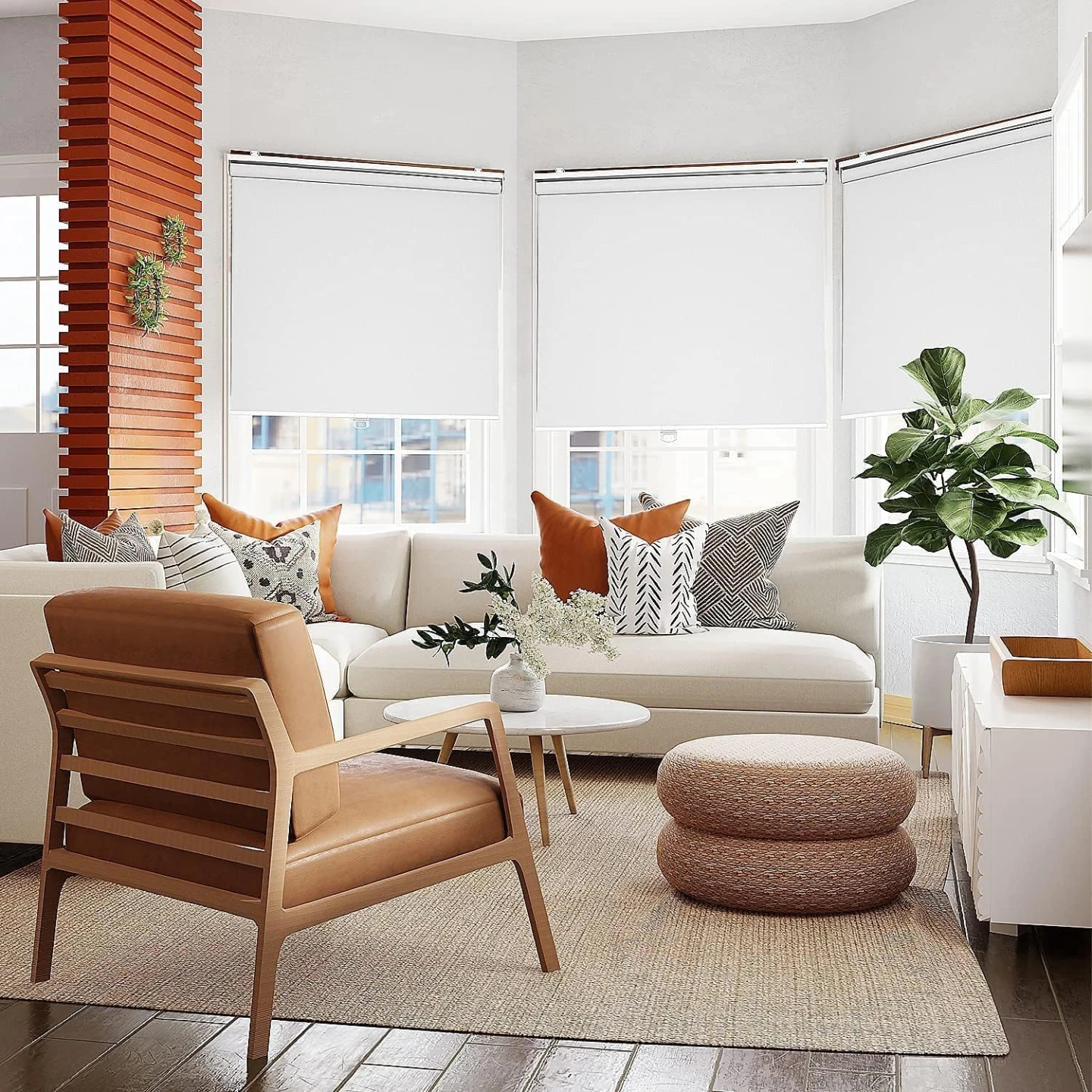 White Cordless Roller Shade - Blackout, UV Protection, - photo 2