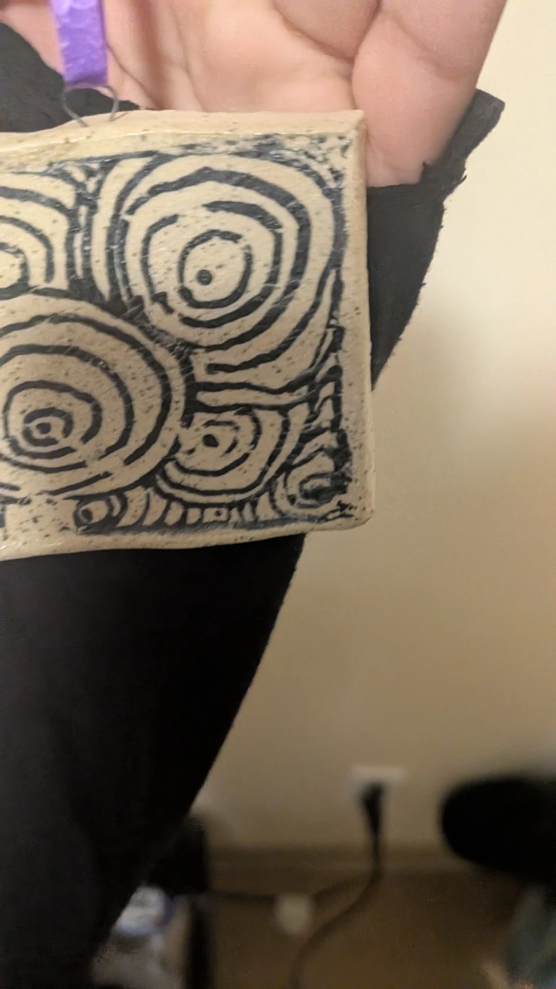 Handmade Ceramic Tile with Swirl Design - photo 2