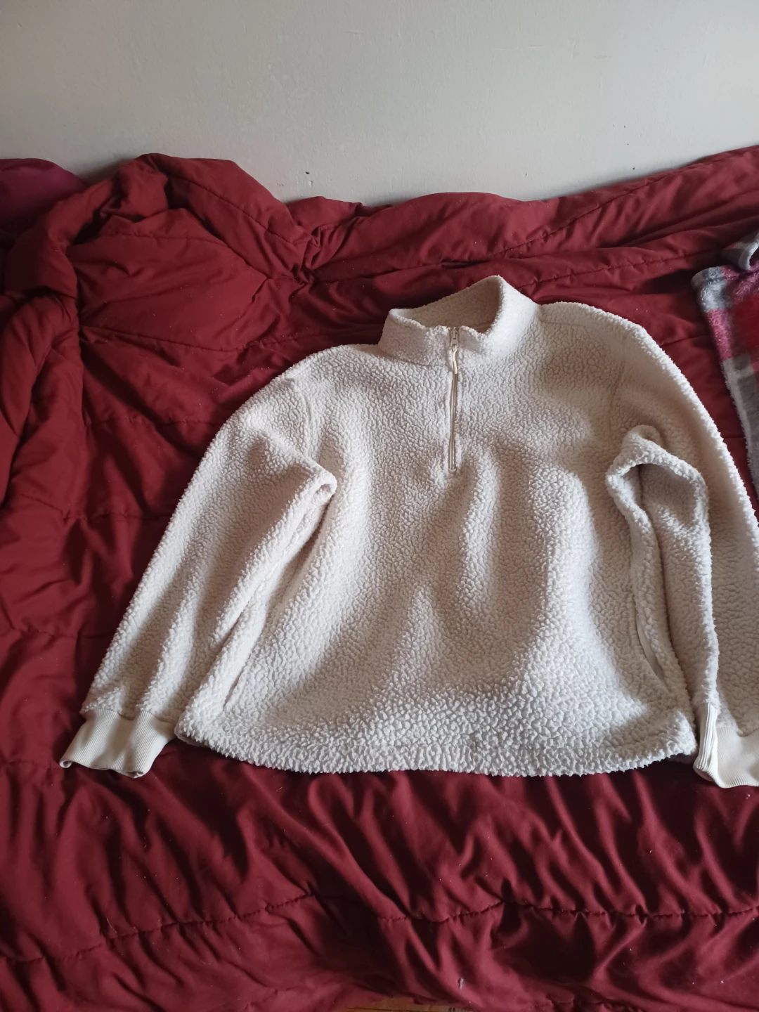 Cream Teddy Fleece 1/4 Zip Pullover