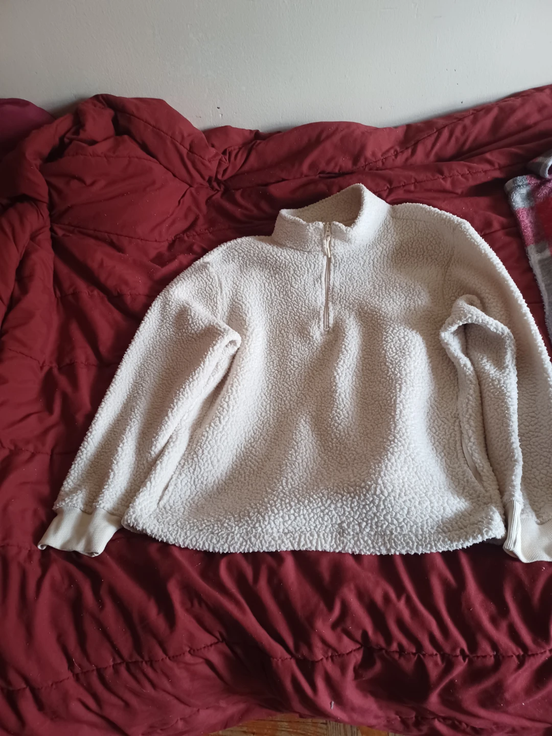 Cream Teddy Fleece 1/4 Zip Pullover - photo 3