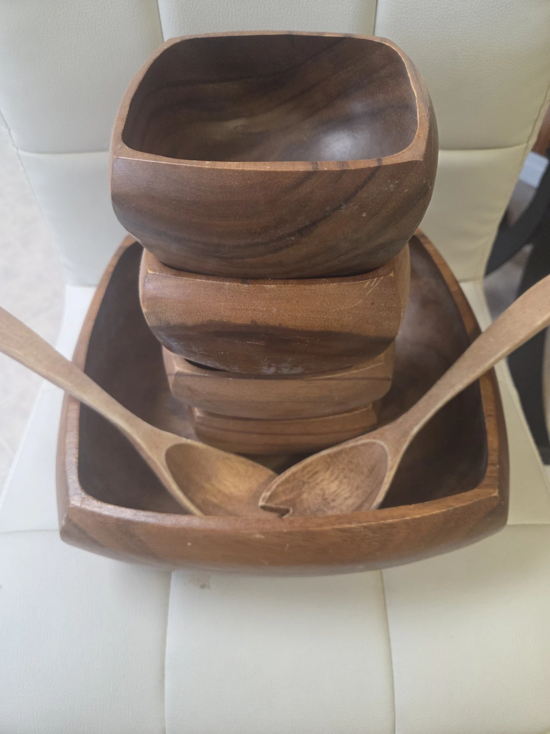 Wooden Salad Bowl Set with Servers