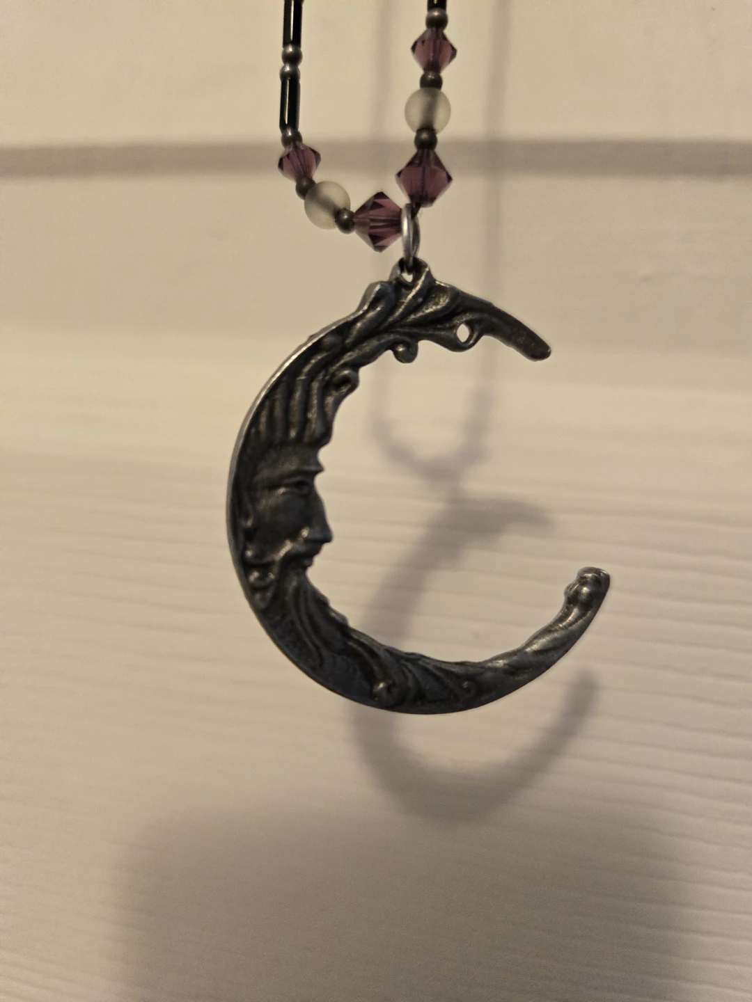 🥕  Celestial Moon Pendant Necklace with Beads