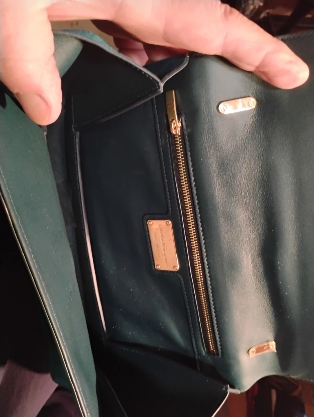 Salvatore Ferragamo Velvet Chain Bag - Deep Green - photo 5