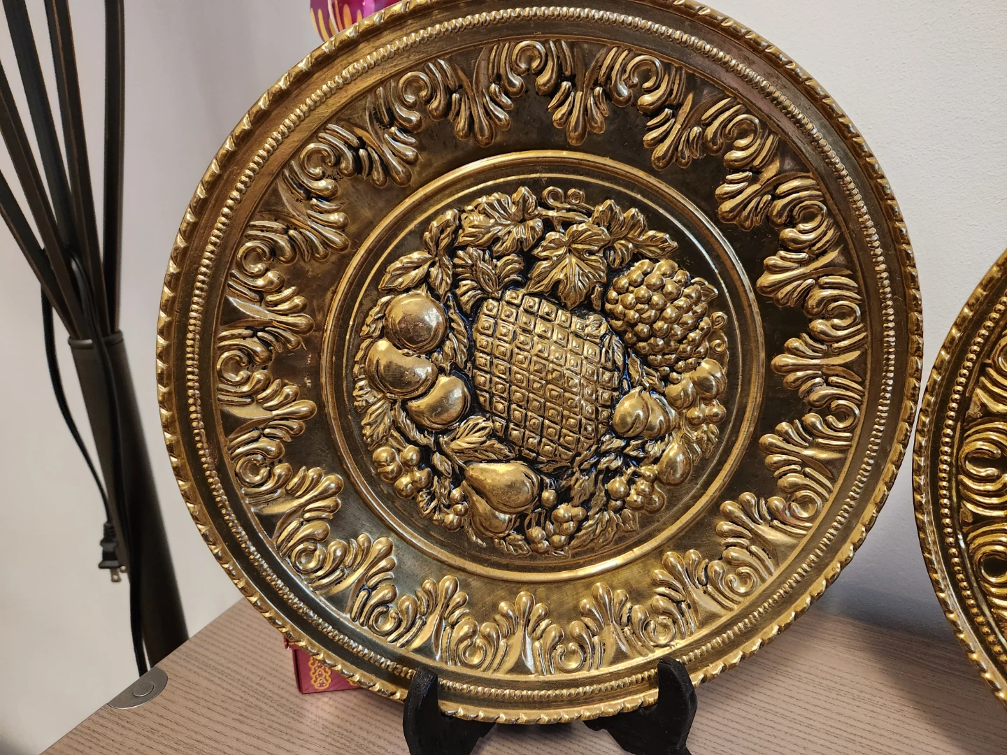Vintage Brass Decorative Plates with Embossed Designs - photo 3