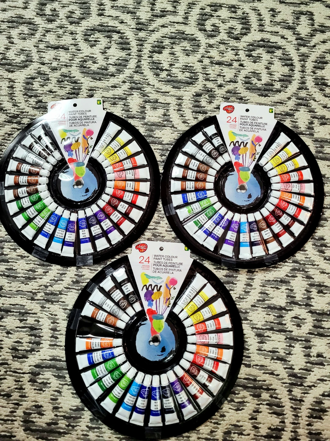 3×Artist's 24  Watercolour Paint Tubes