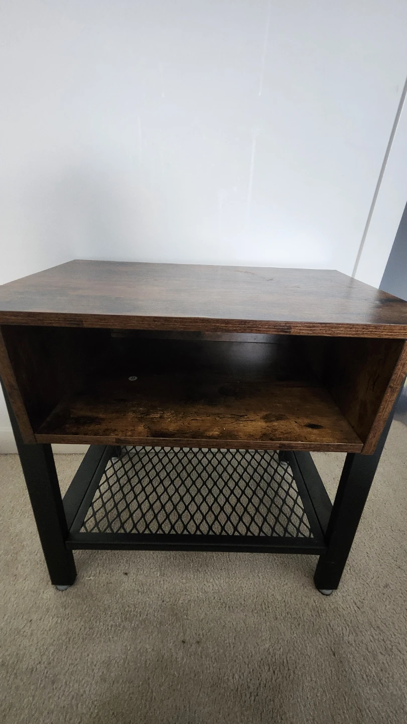 Rustic Wood End Table with Shelf