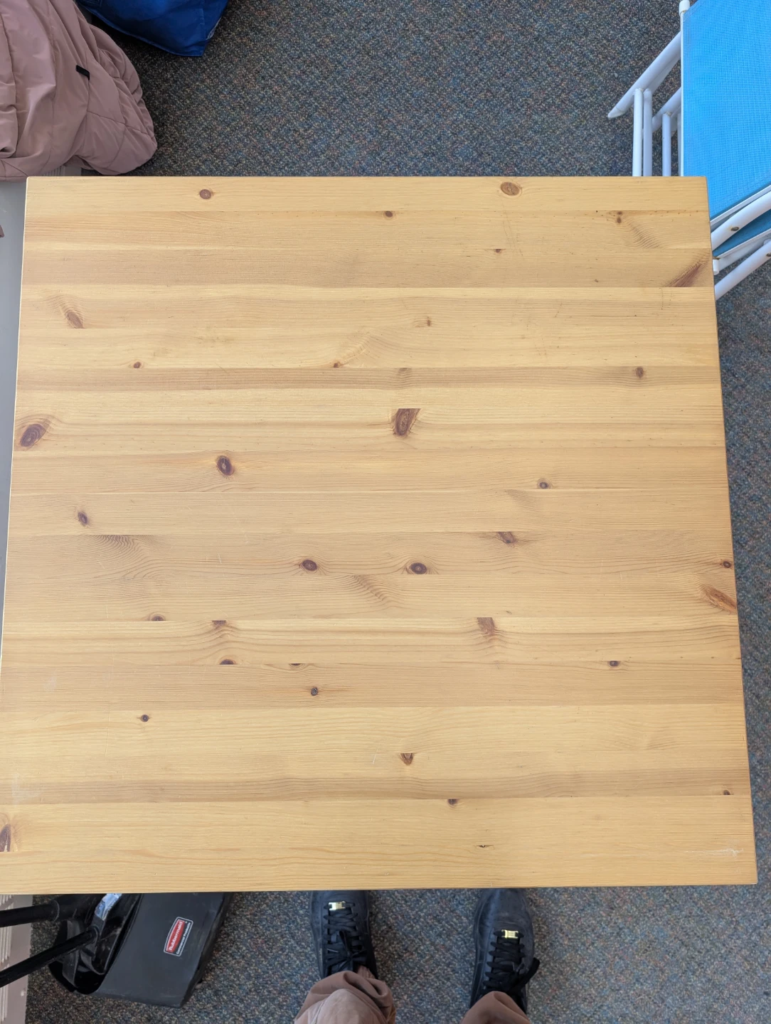 Wooden Top Dining Table with White Legs